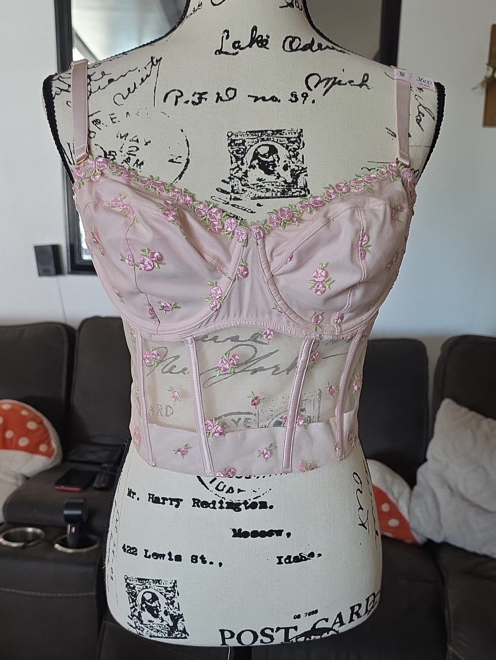 Victoria's Secret Pale Pink Floral Longline Bra